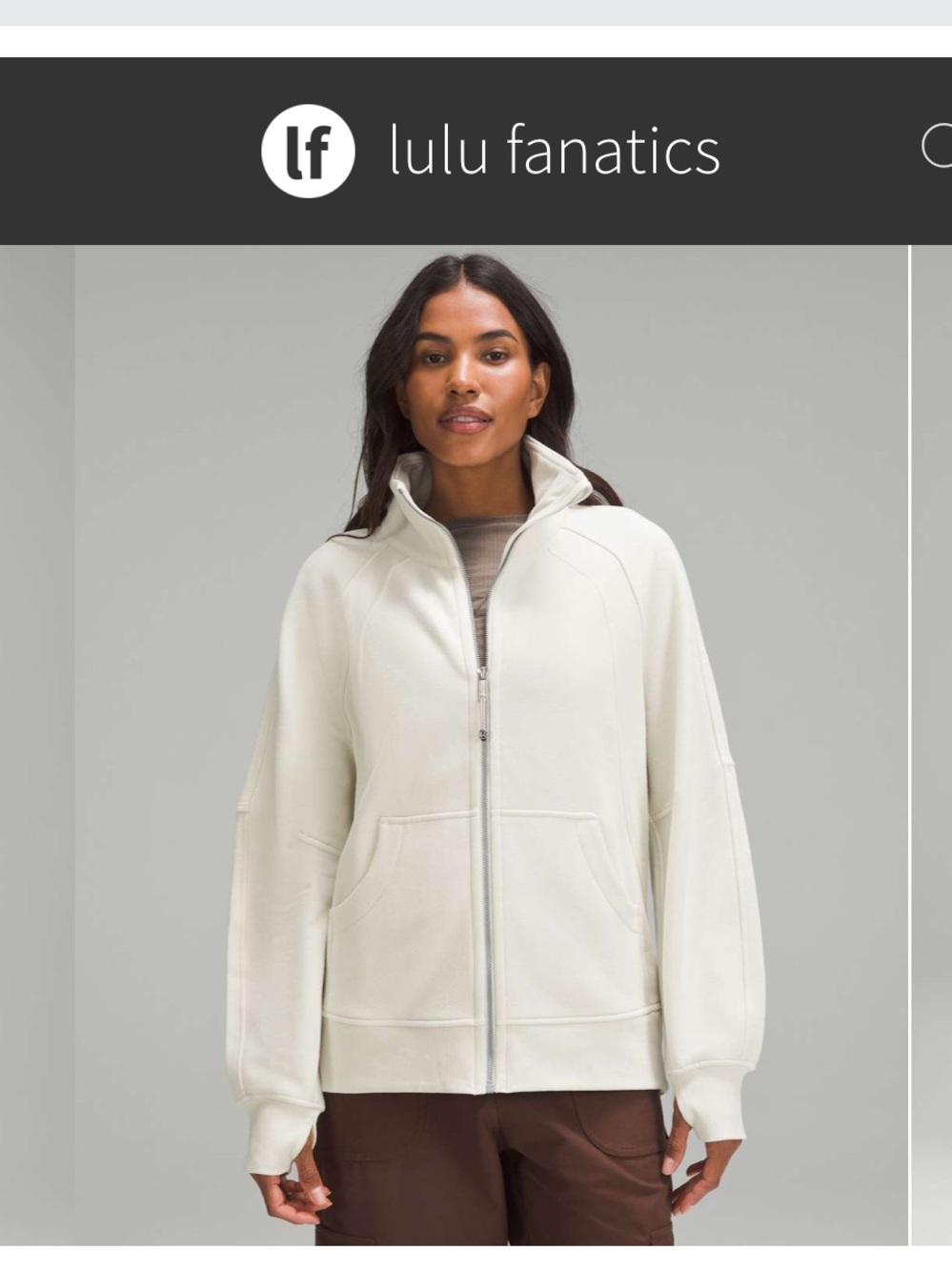 Lululemon Scuba Oversized Funnel-Neck Full Zip XS/S Bone Ivory Cream Off White
